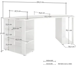 Gaming Tisch PIPPO 205 x 91 cm weiß