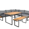 Garden FLAIR Dining Gartenlounge BASEL U 5-tlg grau /Akazie braun