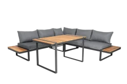Garden FLAIR Dining Gartenlounge BASEL U 5-tlg grau /Akazie braun