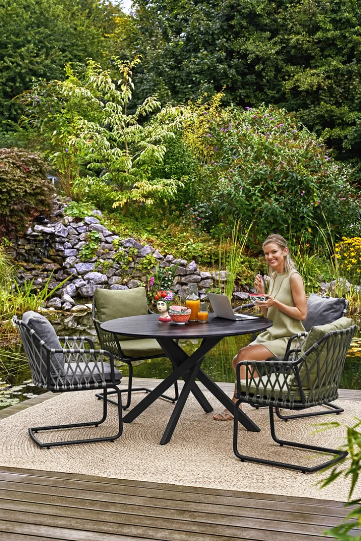 Garden FLAIR Gartenstuhl RIKA 2er Set anthrazit /Rope grau