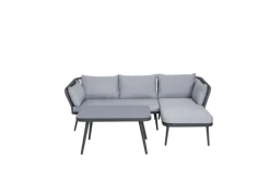 Garden FLAIR Living Gartenlounge LIBRA 3-teilig anthrazit /hellgrau
