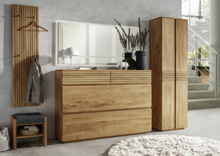 Garderobenschrank SORRENT 60 x 200 cm astige Eiche massiv, naturbelassen geölt