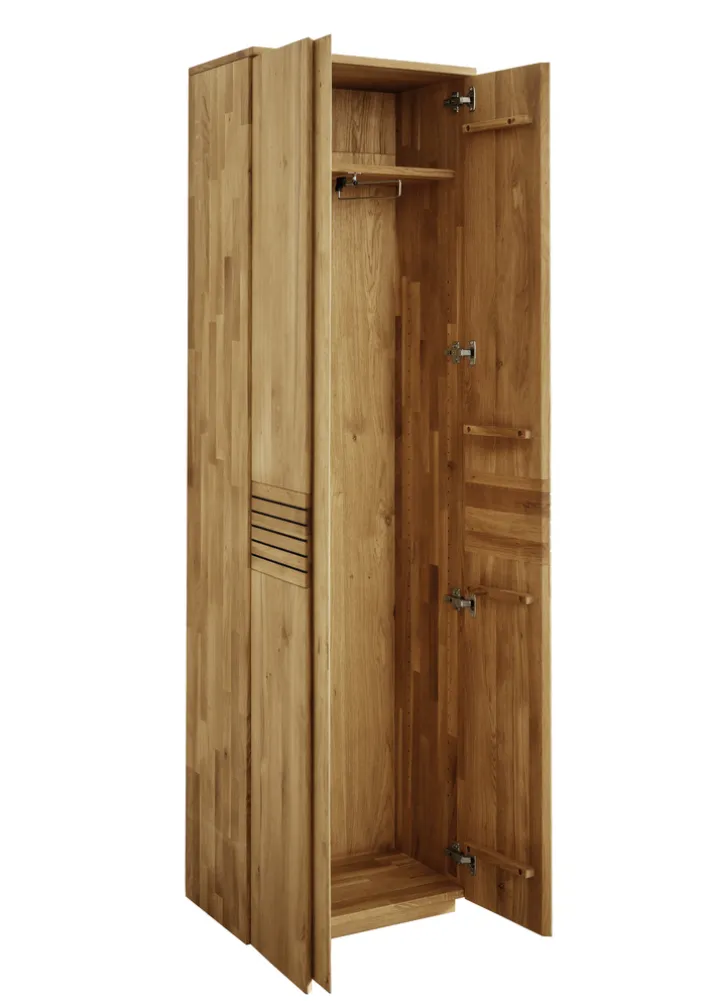 Garderobenschrank SORRENT 60 x 200 cm astige Eiche massiv, naturbelassen geölt