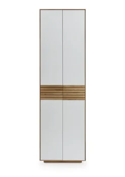 Garderobenschrank 60 x 200 cm Eiche massiv/Glas satinato