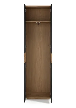Garderobenschrank 60 x 200 cm Eiche massiv/Glas satinato