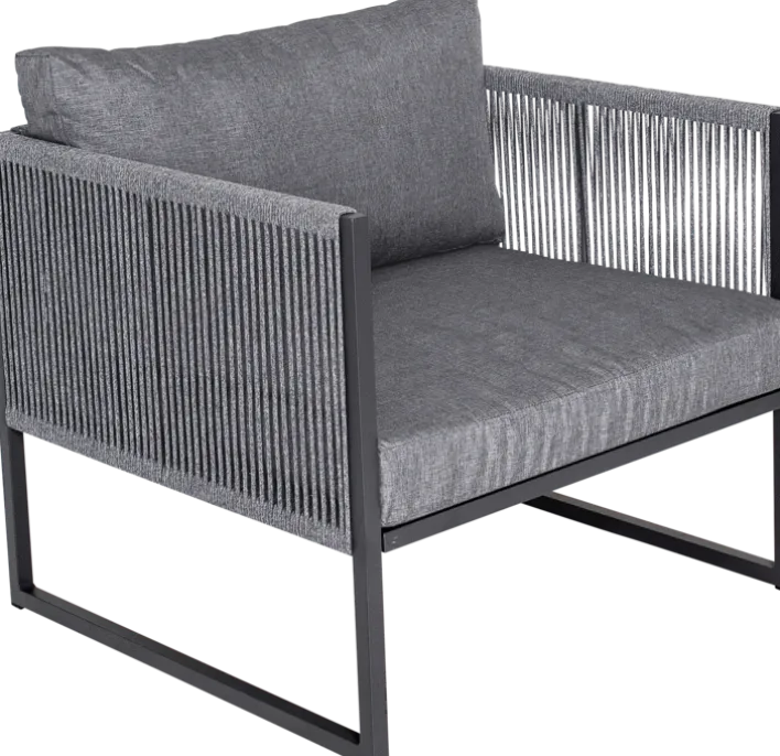 Garten FLAIR Loungesessel Outdoor RENO anthrazit /Rope grau