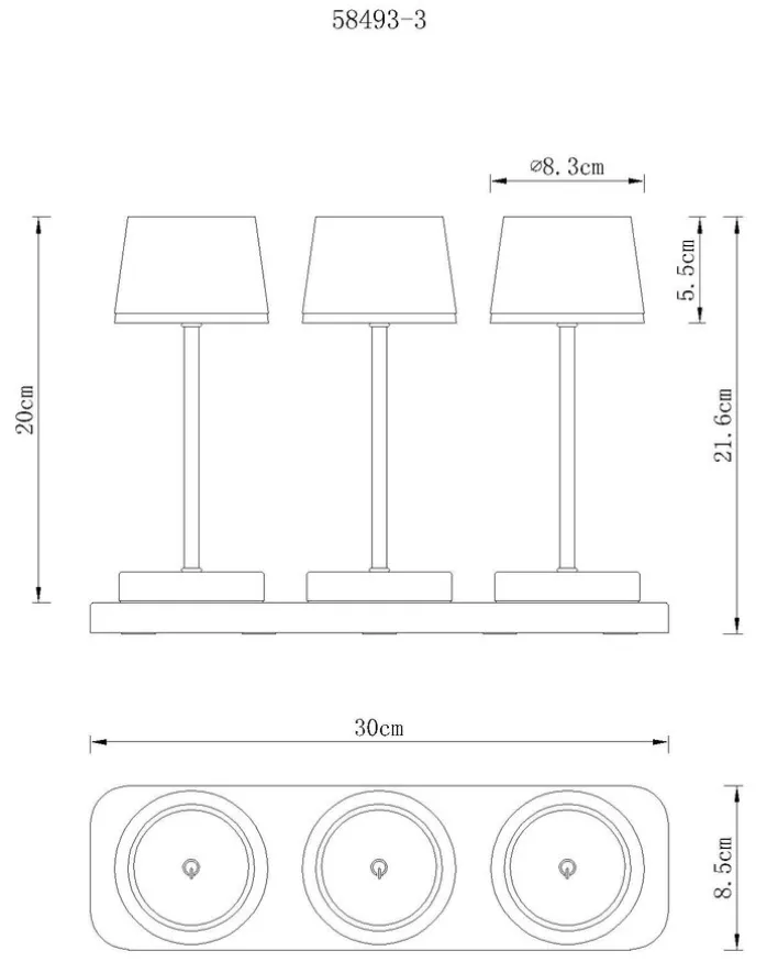 GLOBO Akku LED Tischleuchte DAWSON, Kunststoff/Metall, 30 x 21,6 x 8,5 cm Schwarz