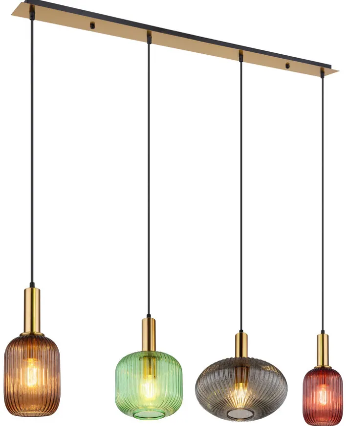 GLOBO Balkenpendel NORMY 4-flg messingfarbig /mehrfarbig