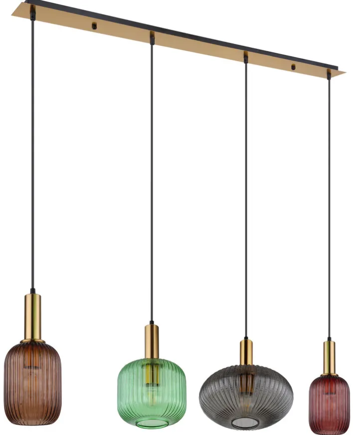GLOBO Balkenpendel NORMY 4-flg messingfarbig /mehrfarbig