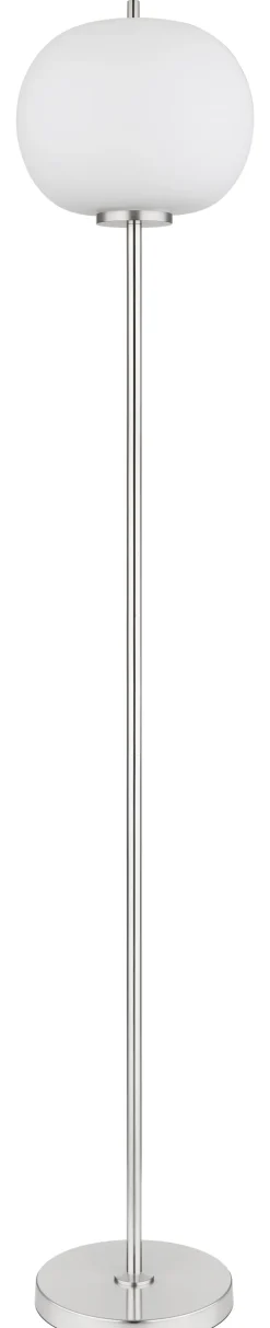 GLOBO Retrofit Stehlampe BLACKY 160 cm nickelfarbig /opalweiß