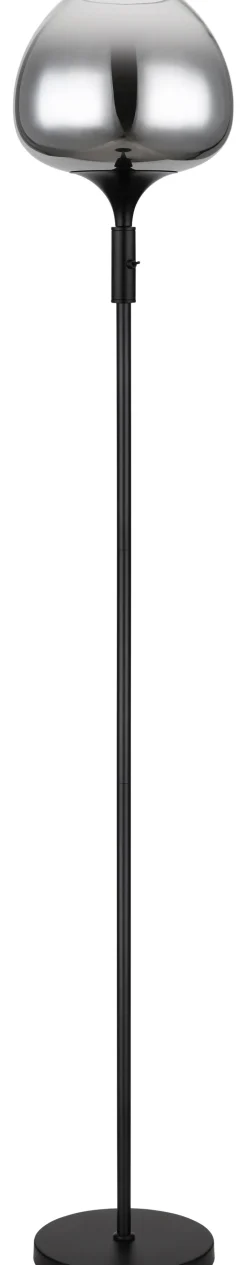 GLOBO Retrofit Stehlampe MAXY 165 cm schwarz /Rauchglas