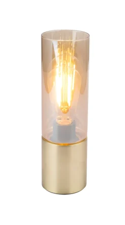 GLOBO Retrofit Tischlampe ANNIKA messingfarbig /amber