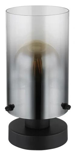 GLOBO Retrofit Tischlampe FLORENTINA 26 cm schwarz /Rauchglas