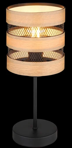 GLOBO Retrofit Tischlampe MOITAS schwarz /naturfarbig