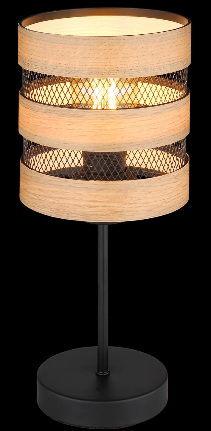 GLOBO Retrofit Tischlampe MOITAS schwarz /naturfarbig