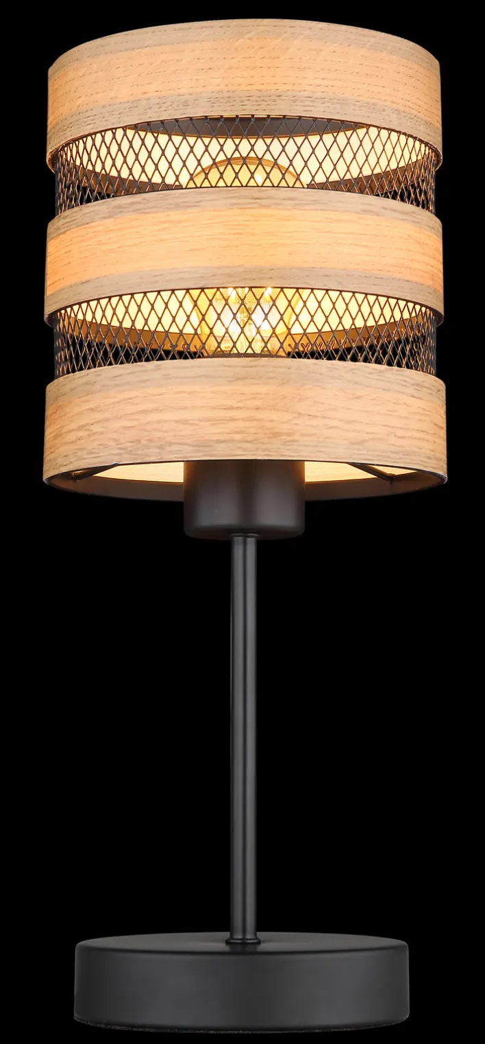 GLOBO Retrofit Tischlampe MOITAS schwarz /naturfarbig