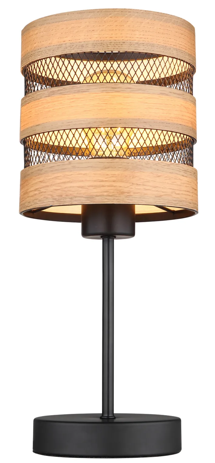 GLOBO Retrofit Tischlampe MOITAS schwarz /naturfarbig
