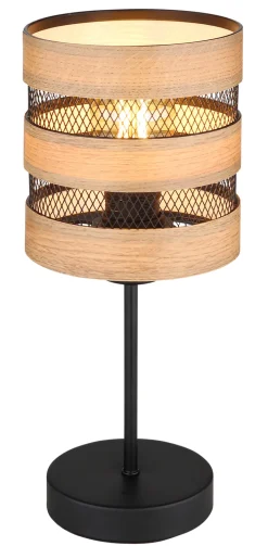 GLOBO Retrofit Tischlampe MOITAS schwarz /naturfarbig