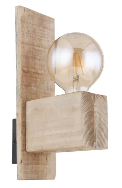 GLOBO Retrofit Wandleuchte ADALIE Holz naturfarbig