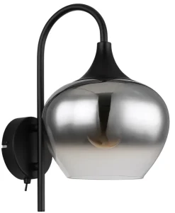 GLOBO Retrofit Wandleuchte MAXY schwarz /Rauchglas