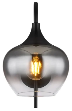 GLOBO Retrofit Wandleuchte MAXY schwarz /Rauchglas