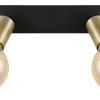 GLOBO Retrofit Wandleuchte mit 2 Spots LILIANA 25 cm schwarz /messingfarbig