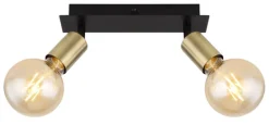 GLOBO Retrofit Wandleuchte mit 2 Spots LILIANA 25 cm schwarz /messingfarbig