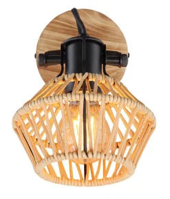 GLOBO Retrofit Wandleuchte mit 1 Spot VALLI schwarz /Hanf beige