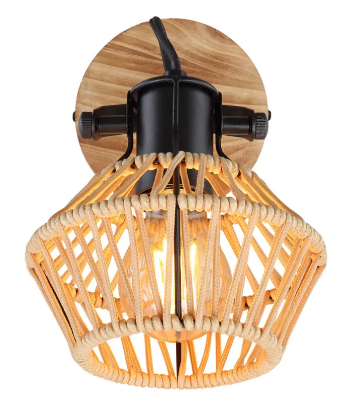 GLOBO Retrofit Wandleuchte mit 1 Spot VALLI schwarz /Hanf beige