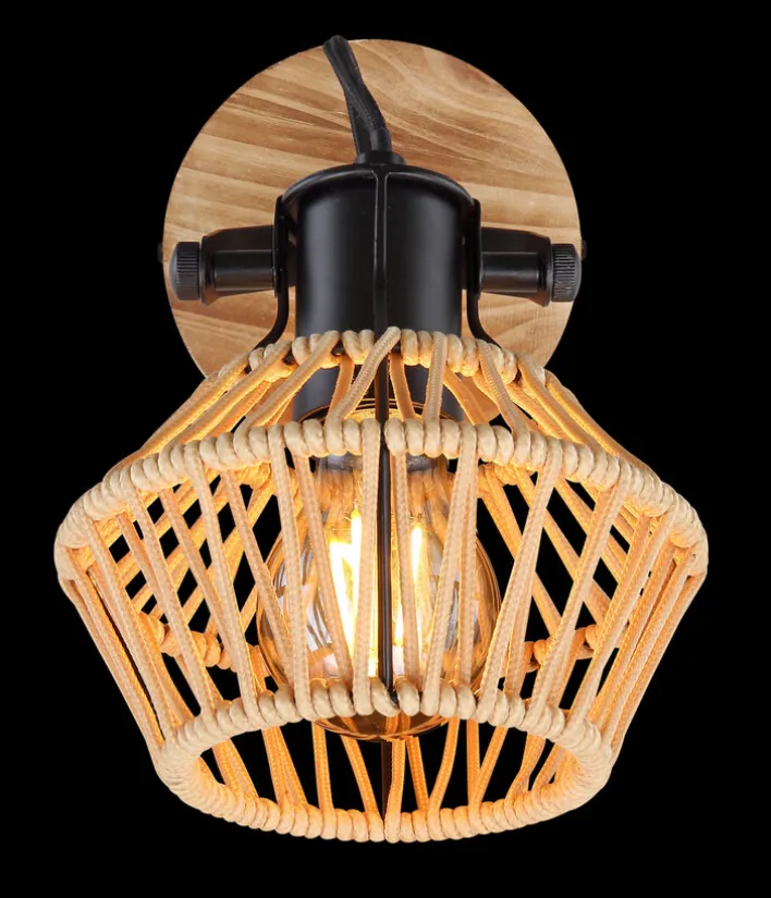 GLOBO Retrofit Wandleuchte mit 1 Spot VALLI schwarz /Hanf beige