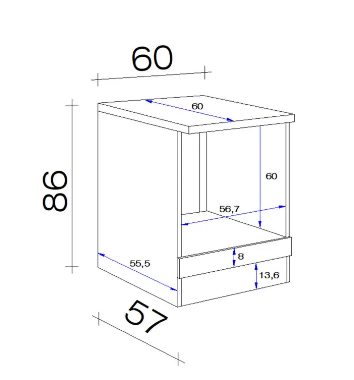 Herdumbauschrank NEO HU60 60 x 86 x 57 cm weiß