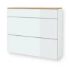 Hängekommode VORTINA 120 x 102 cm Lack weiß/Glas Optiweiß/Abdeckboden Balkeneiche-Dekor