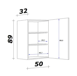 Hängeschrank MEGGIE 50 x 86 x 32 cm weiß