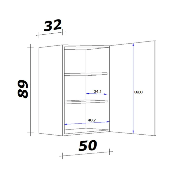 Hängeschrank MEGGIE 50 x 86 x 32 cm weiß