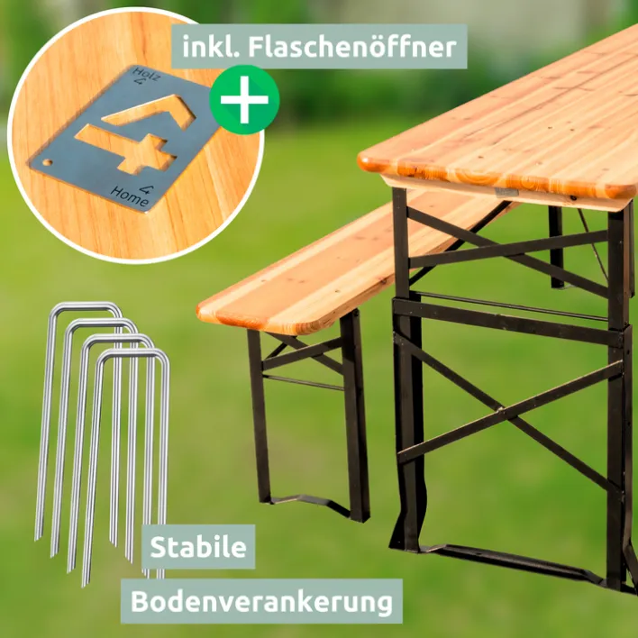 holz4home Bierzeltgarnitur BIERBANK 3-teilig 167 x 50 cm schwarz /naturfarbig