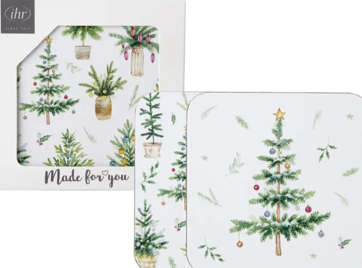 ihr Glasuntersetzer FESTIVE HOLIDAYS Kork 10 x 10 x 1 cm Grün