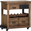 INTERhome Barwagen BARNEY 97 x 85 cm Mango Massivholz/schwarz