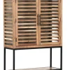 INTERhome Glasschrank SHOWCASE 100 x 160 cm Akazie massiv natur gesmoked lackiert/Glastüren