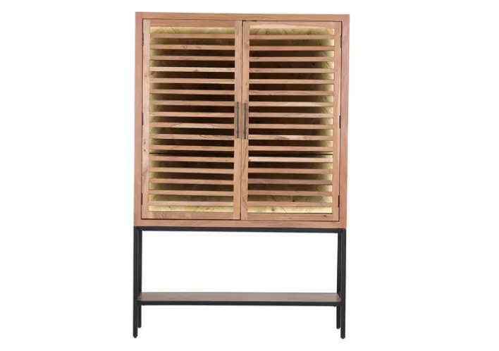 INTERhome Glasschrank SHOWCASE 100 x 160 cm Akazie massiv natur gesmoked lackiert/Glastüren