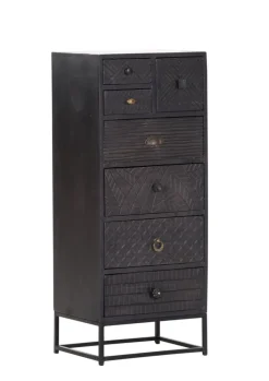 INTERhome Kommode ADELIA 45 x 110 cm Mango massiv schwarz gebeizt/lackiert