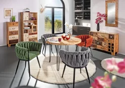 INTERhome Vitrine PUNO 80 x 170 cm braun Mango massiv