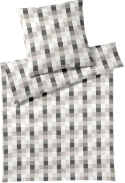 JOOP! Mako-Satin-Bettwäsche MESH 155 x 220 cm beige/grau