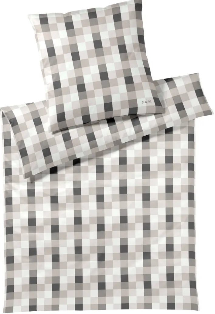 JOOP! Mako-Satin-Bettwäsche MESH 155 x 220 cm beige/grau