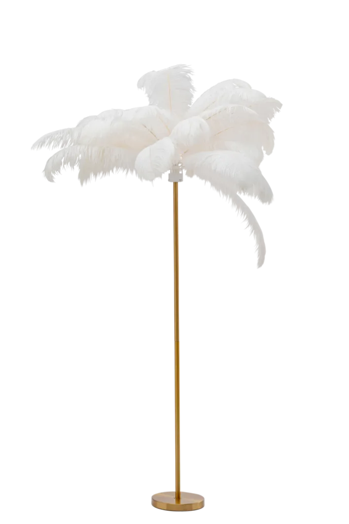 KARE DESIGN Deko-Stehleuchte FEATHER PALM weiß/goldfarbig