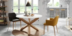 Kave Home Esstisch rund LOTUS 120 cm Buche NB /weiß NB