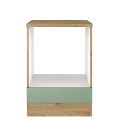 Küche Herdumbauschrank Fiona 85 cm Eiche / grün