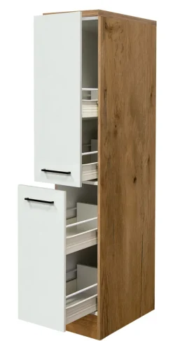 Küchen Apothekerschrank AVILA Eiche /weiß matt