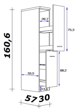 Küchen Apothekerschrank AVILA Eiche /weiß matt
