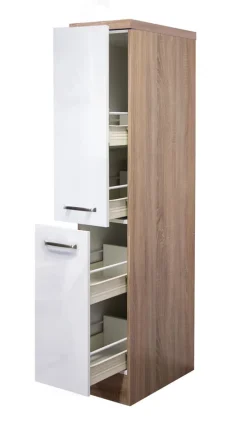 Küchen Apothekerschrank LUKE Eiche/ weiß