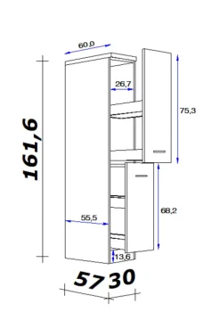 Küchen Apothekerschrank NEO 30 x 161 x 57 cm weiß